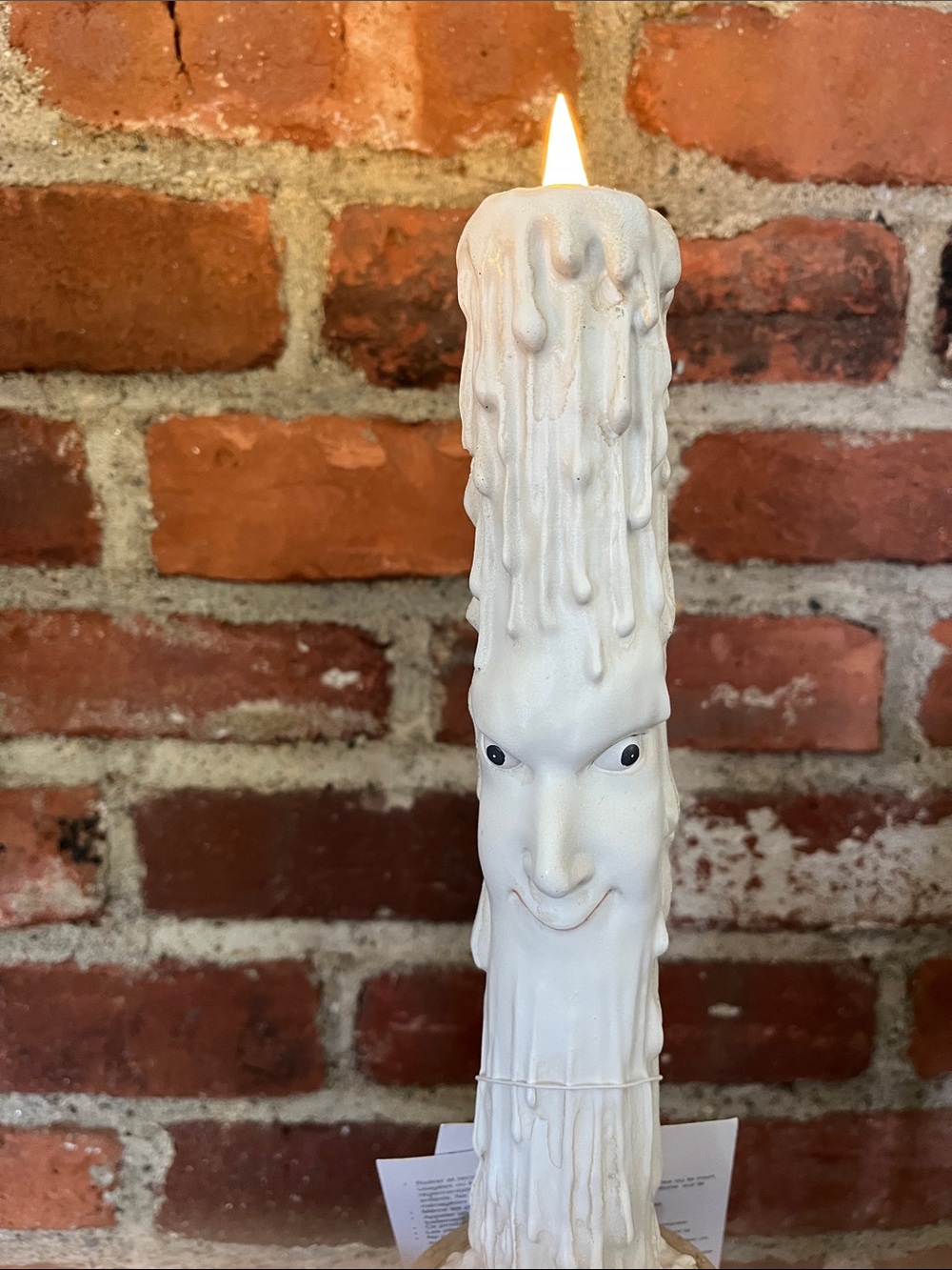 Decorative White Face Drip Candle on Gold Pedestal — Whimsical Home Accent - Picture 4 of 8